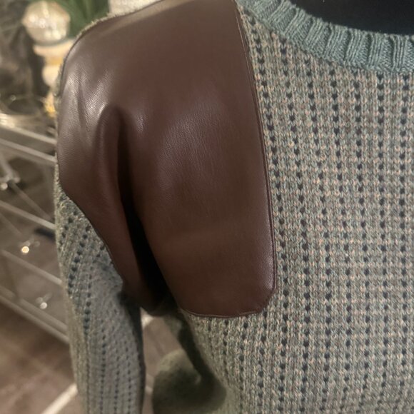 LAUREN Ralph Lauren Black Label Faux Leather Elbow Patch Sweater 🔥🔥🔥 - Picture 2 of 6